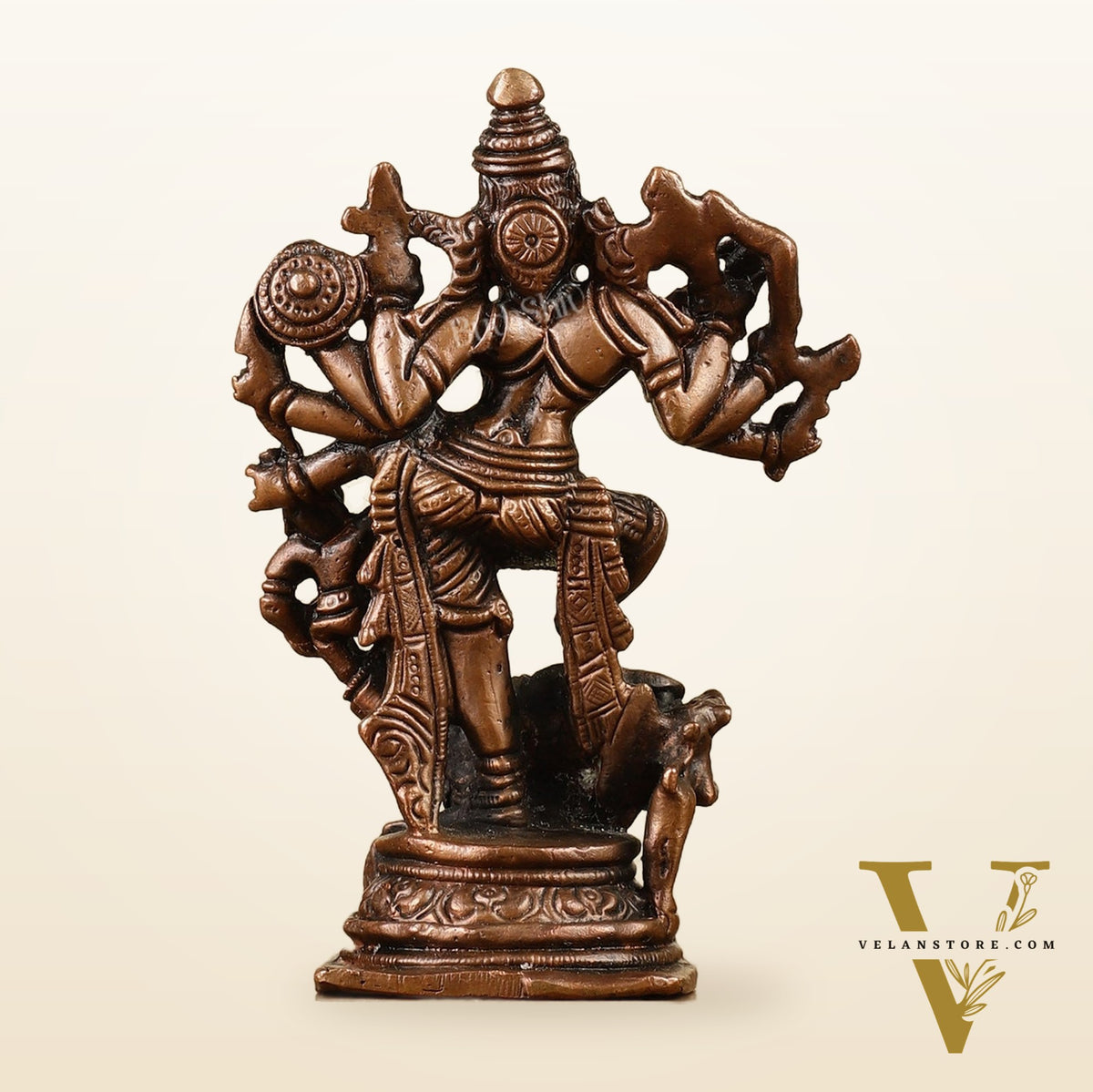 Pure Copper Mahisasur Mardini Durga Ma Idol - 5"