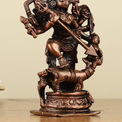 Pure Copper Mahisasur Mardini Durga Ma Idol - 5"