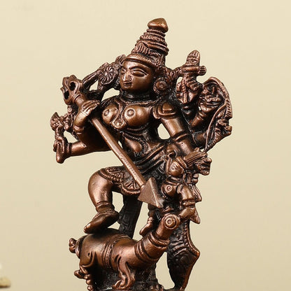 Pure Copper Mahisasur Mardini Durga Ma Idol - 5"