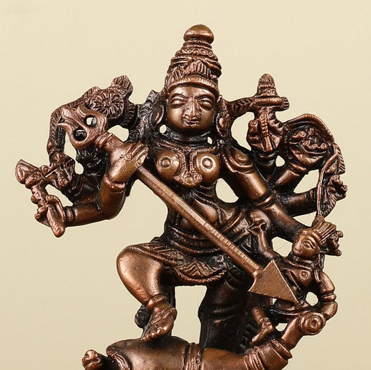 Pure Copper Mahisasur Mardini Durga Ma Idol - 5"