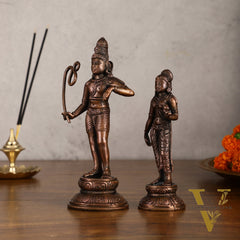 Pure Copper Mannargudi Rajagopala and Andal Idols - Exquisite Detailing