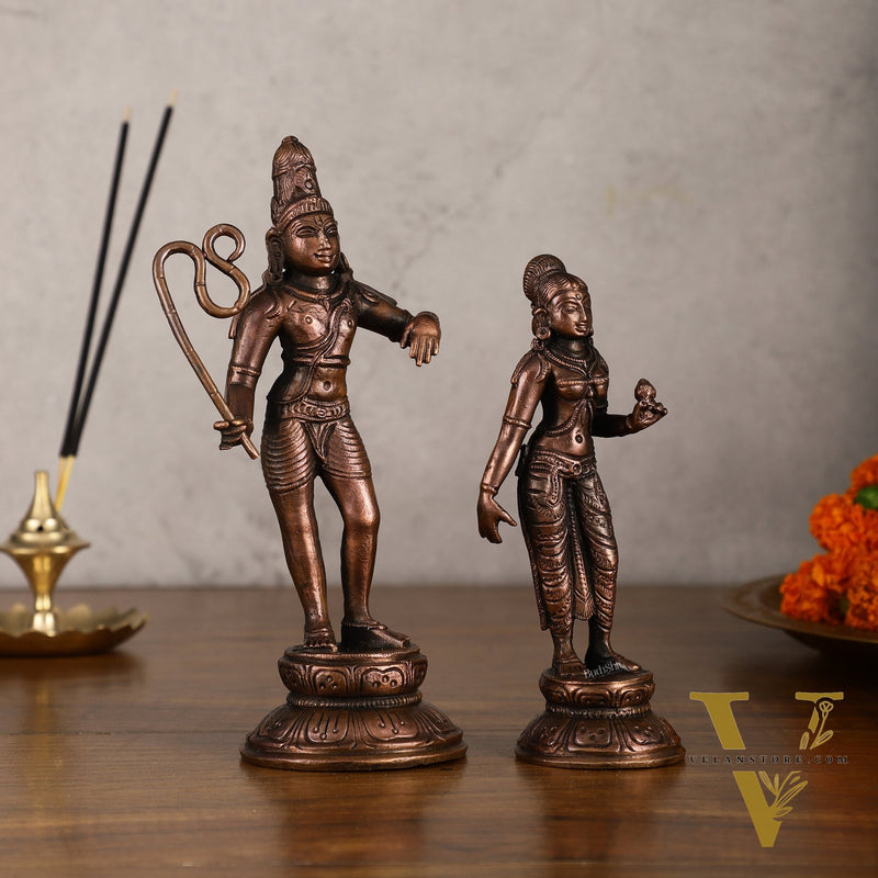 Pure Copper Mannargudi Rajagopala and Andal Idols - Exquisite Detailing