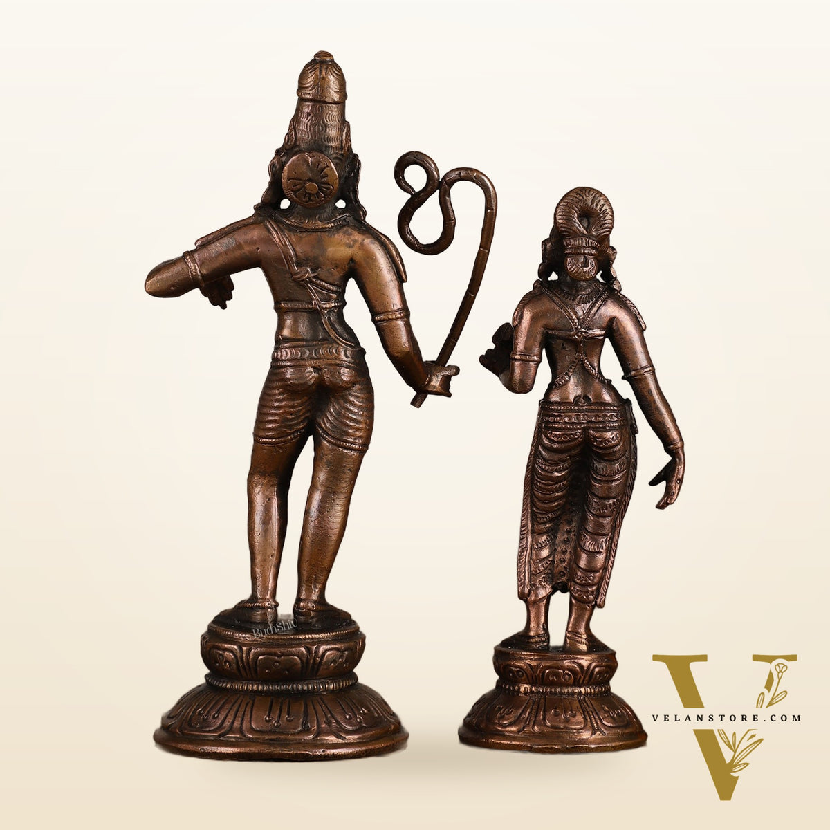 Pure Copper Mannargudi Rajagopala and Andal Idols - Exquisite Detailing