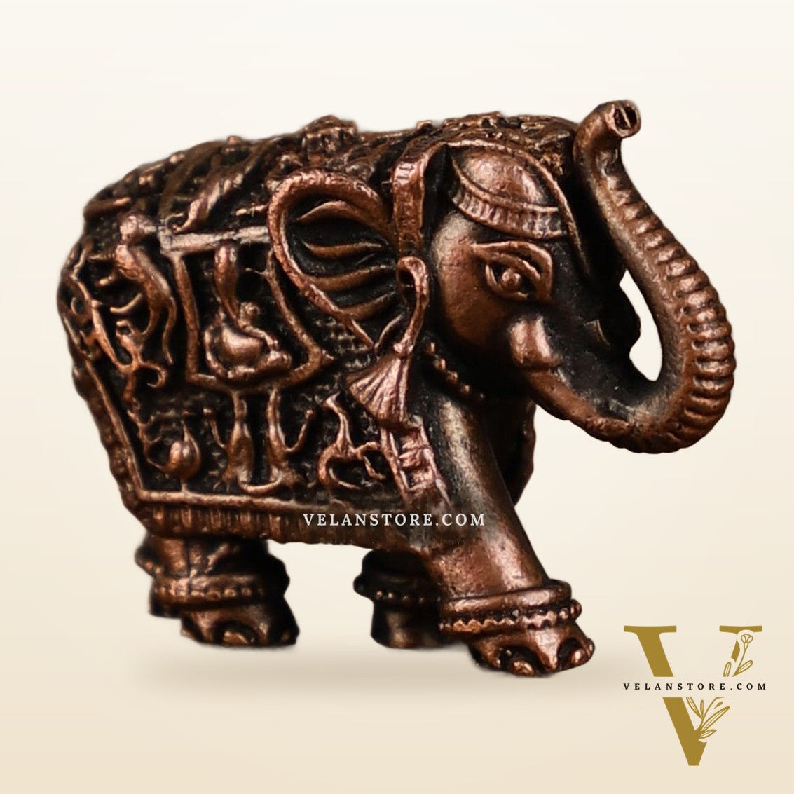 Pure Copper miniature Elephant Idol Pair | 1 Inch Height |