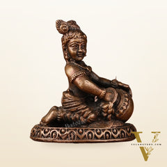 Pure Copper Miniature Makhan Chor Bal Gopal Idol | 2"