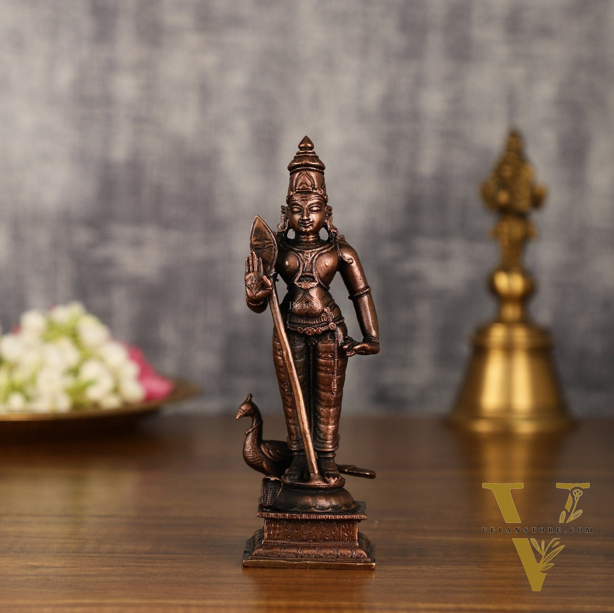 Pure Copper Murugan Idol | 6 Inch Height