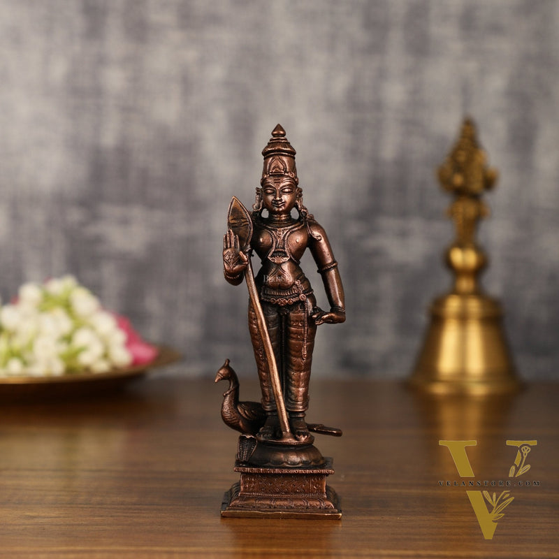 Pure Copper Murugan Idol | 6 Inch Height