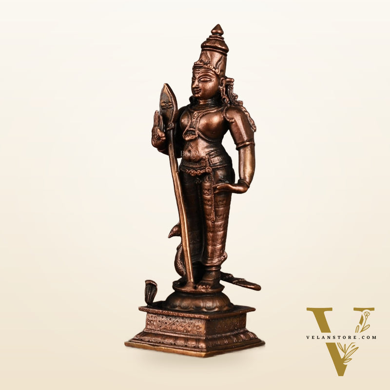 Pure Copper Murugan Idol | 6 Inch Height