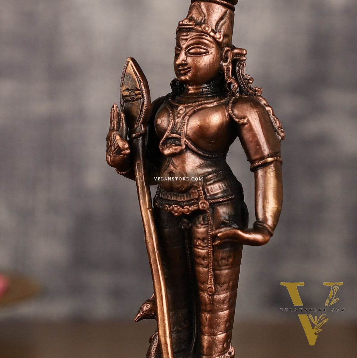 Pure Copper Murugan Idol | 6 Inch Height