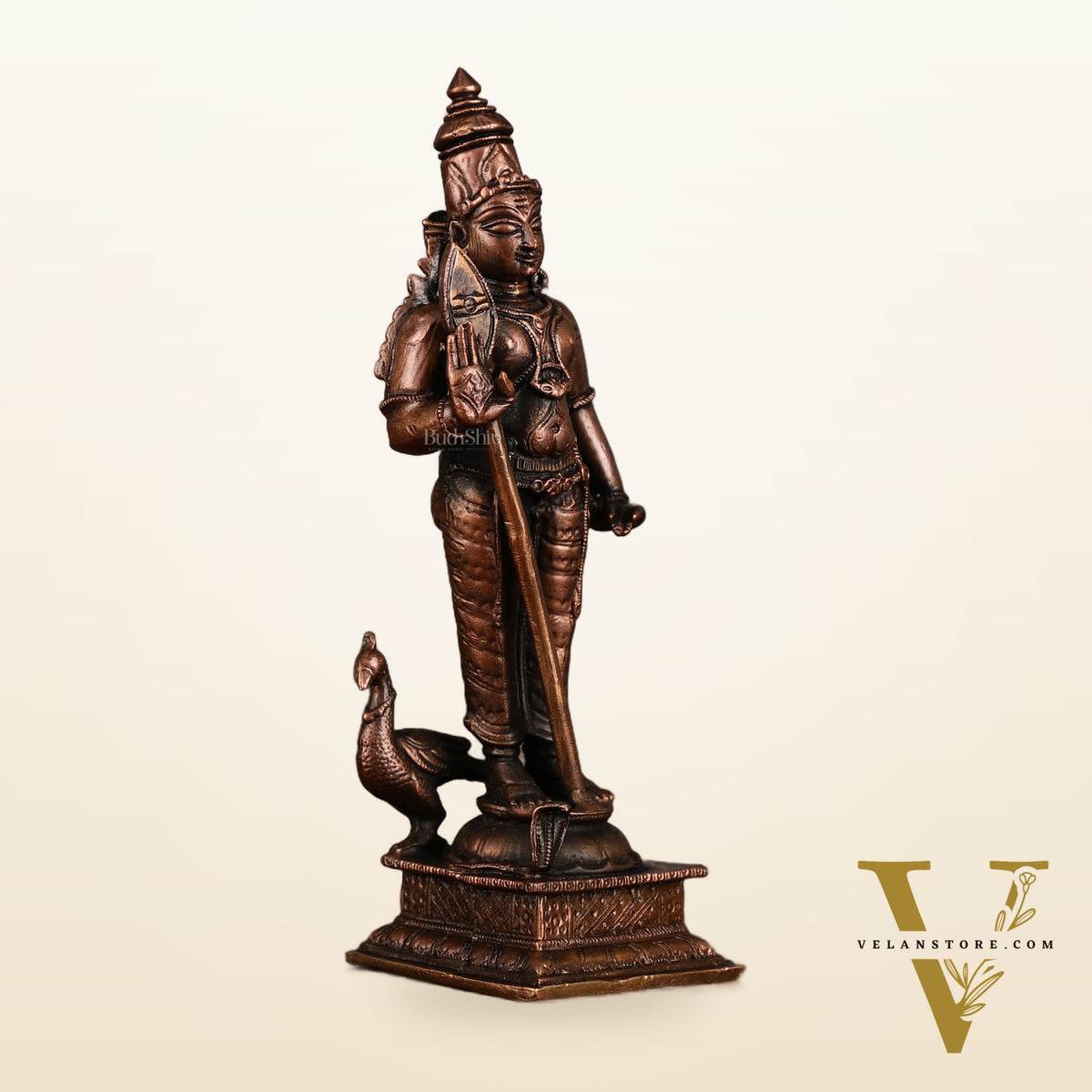 Pure Copper Murugan Idol | 6 Inch Height