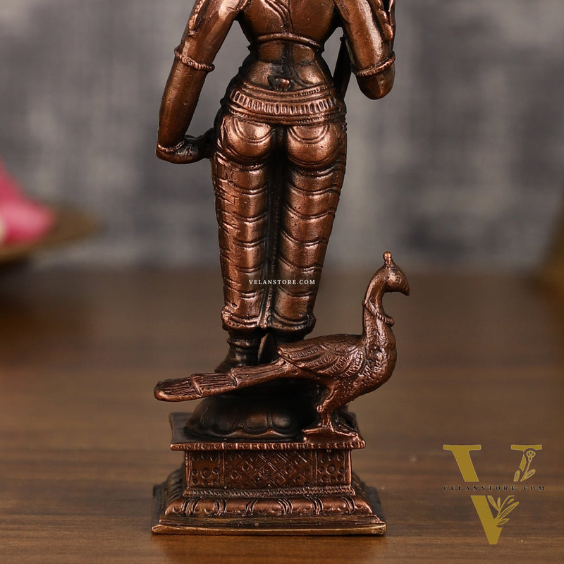 Pure Copper Murugan Idol | 6 Inch Height