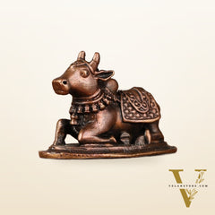 Pure Copper Nandi Idol | Height 1.25 inch, Width 2 inch, Depth 1 inch | Weight 60 gms