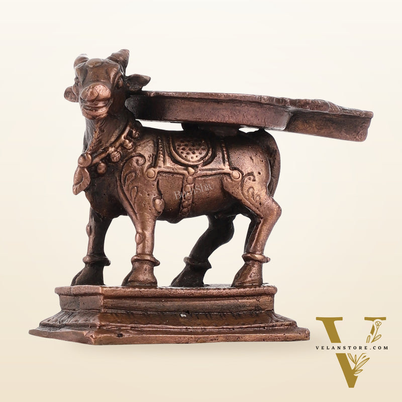 Pure Copper Nandi idol Peeta | Height 2.5 inch | BudhShiv Brass Handicrafts