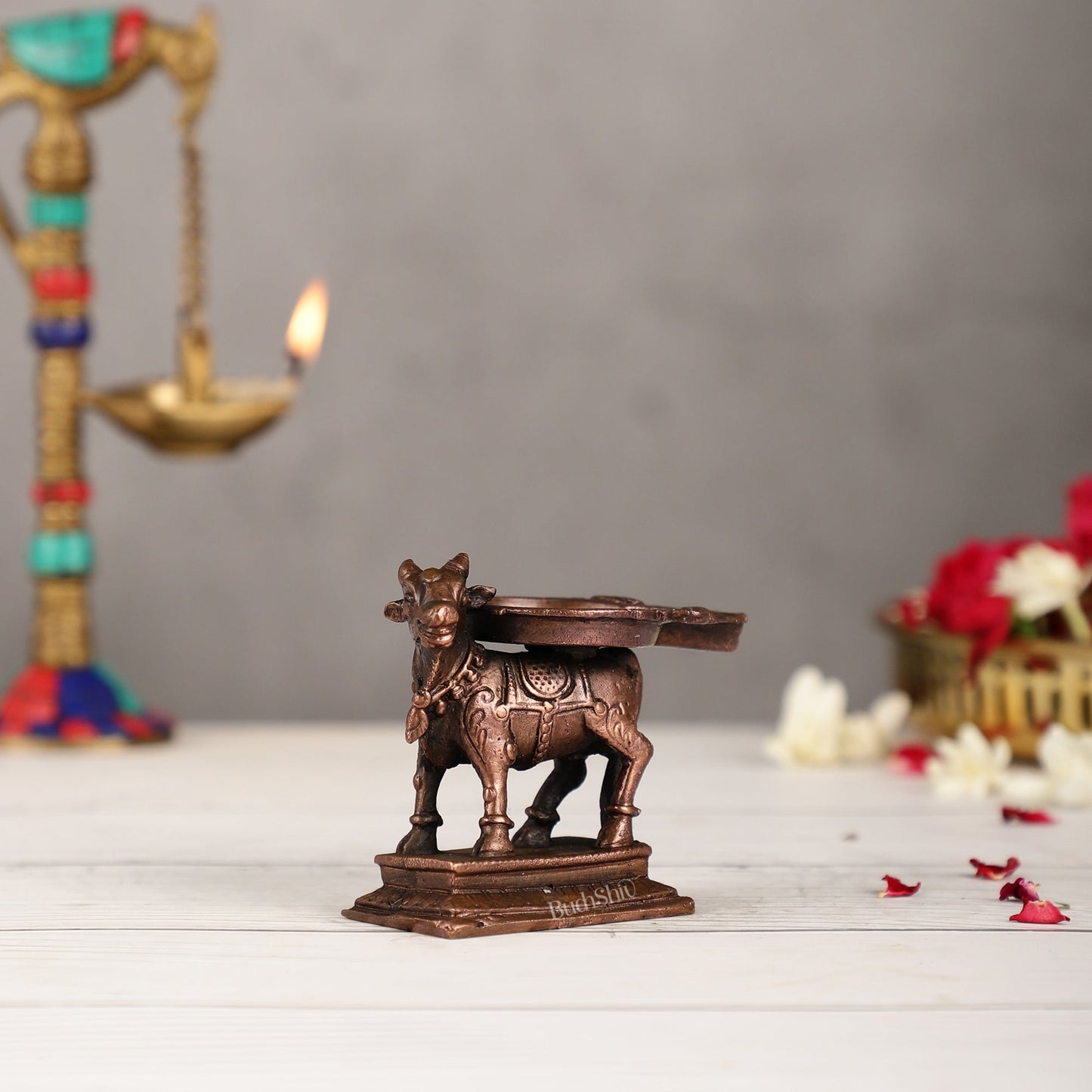 Pure Copper Nandi idol Peeta | Height 2.5 inch | BudhShiv Brass Handicrafts
