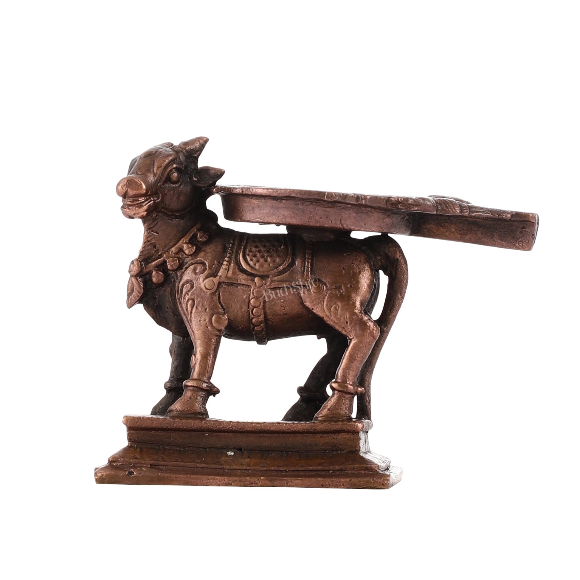 Pure Copper Nandi idol Peeta | Height 2.5 inch | BudhShiv Brass Handicrafts
