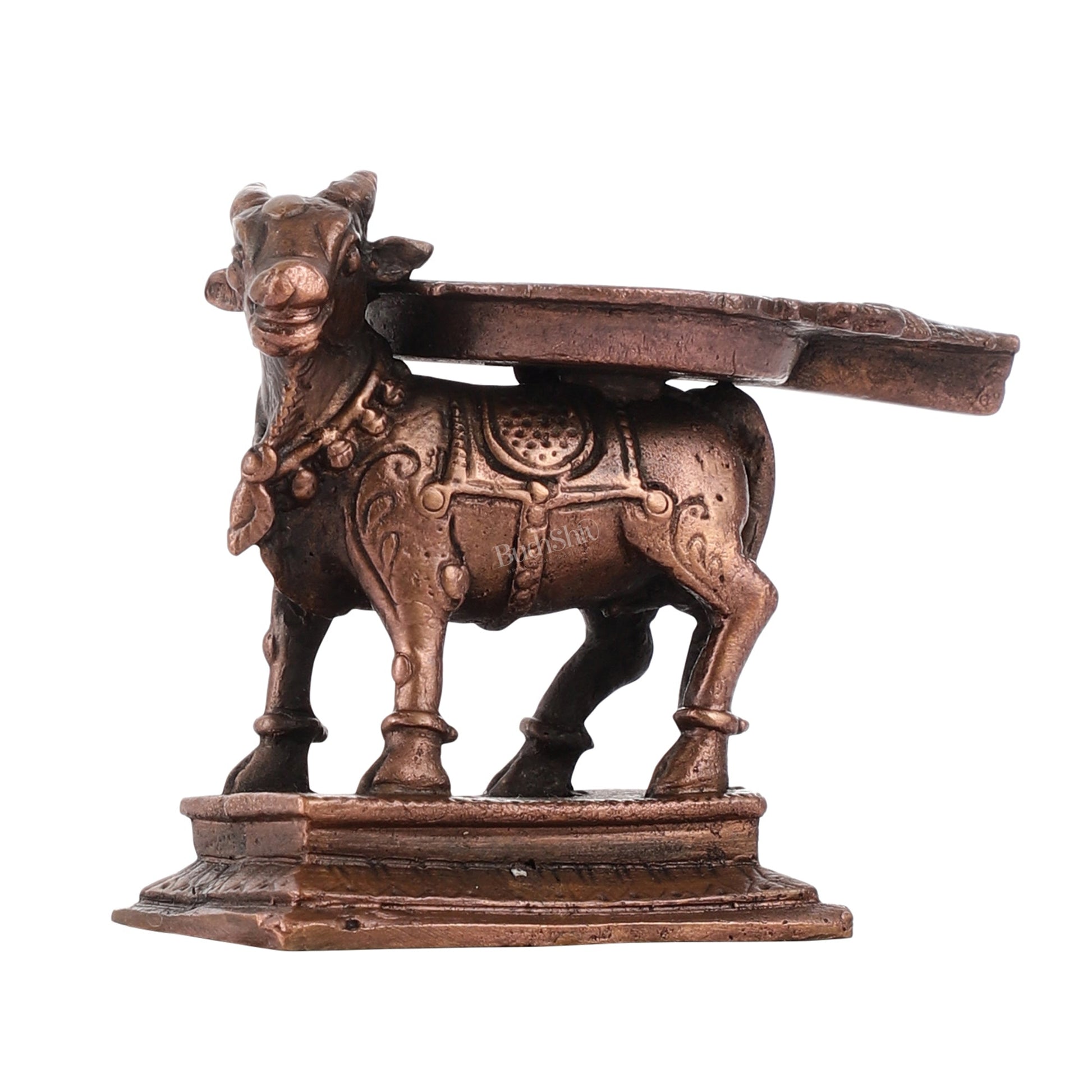 Pure Copper Nandi idol Peeta | Height 2.5 inch | BudhShiv Brass Handicrafts