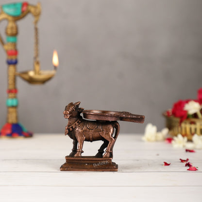 Pure Copper Nandi idol Peeta | Height 2.5 inch | BudhShiv Brass Handicrafts