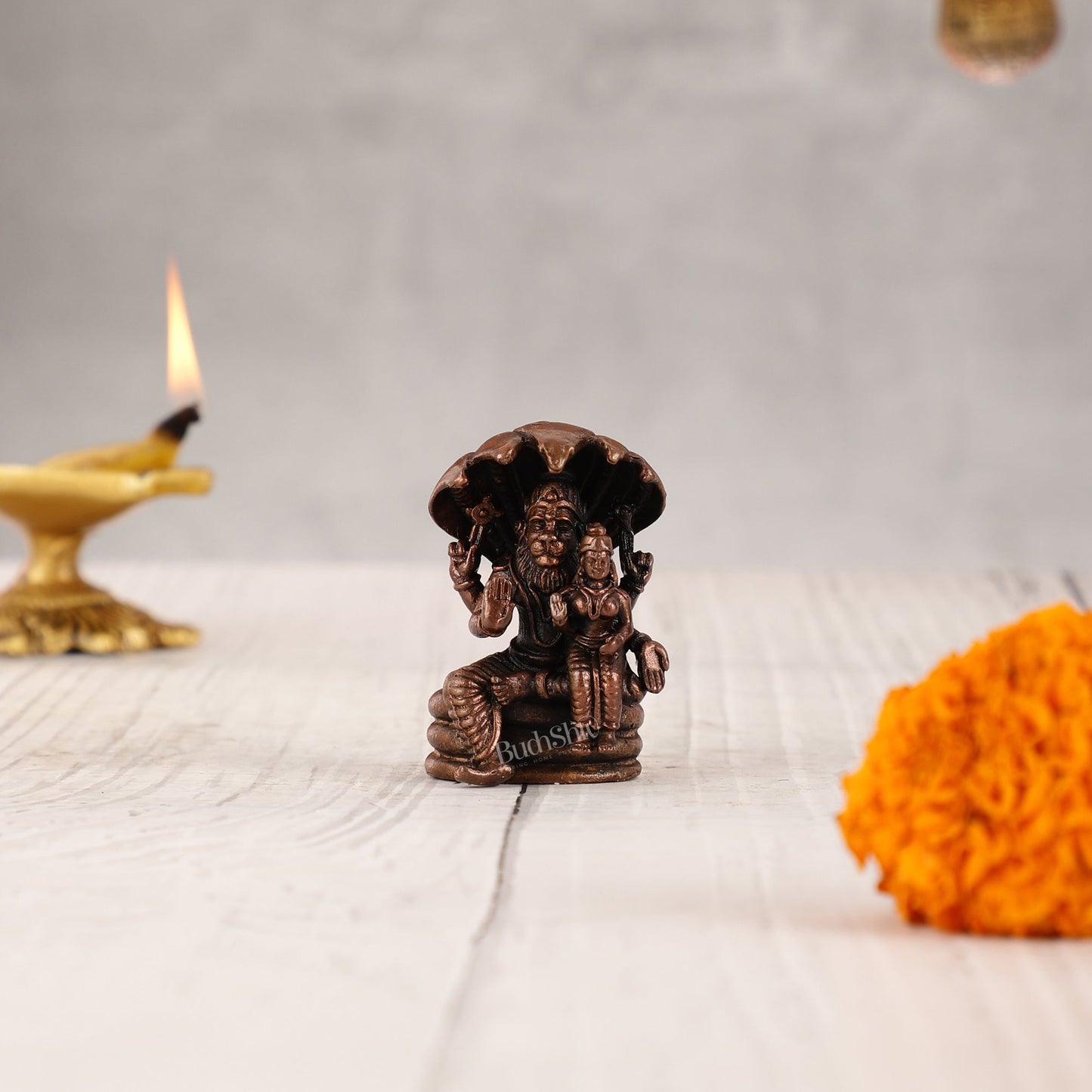 Pure copper Narsimha lakshmi idol | 2 inch BudhShiv Brass handicrafts