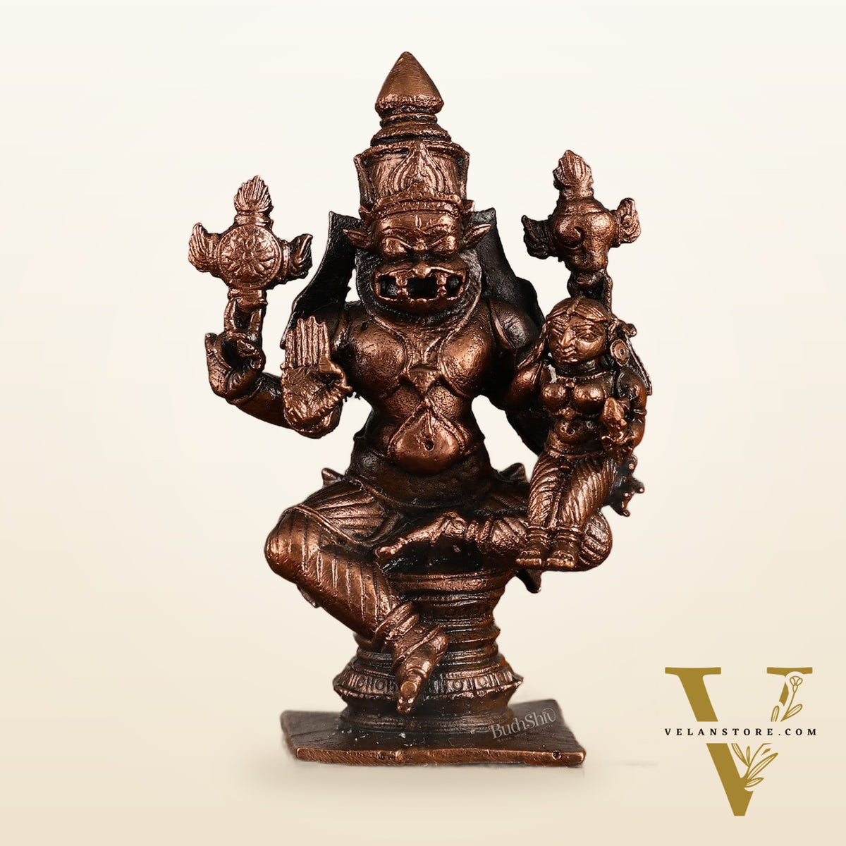 Pure Copper Narsimha Lakshmi Idol - 4 Inches