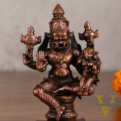 Pure Copper Narsimha Lakshmi Idol - 4 Inches