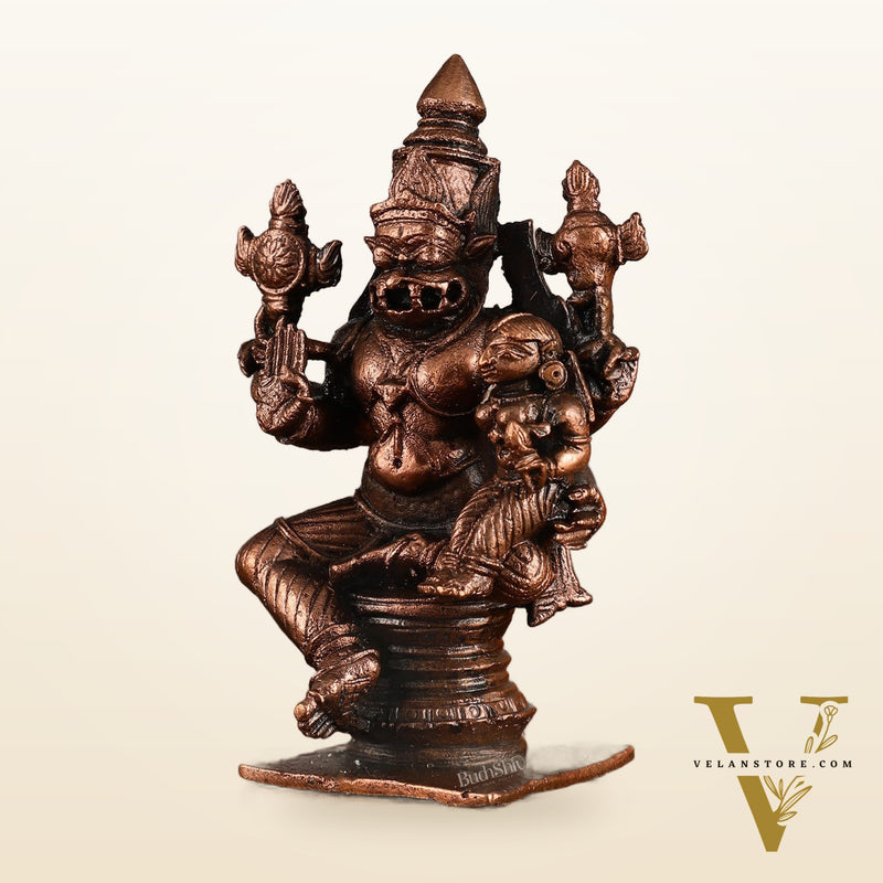 Pure Copper Narsimha Lakshmi Idol - 4 Inches