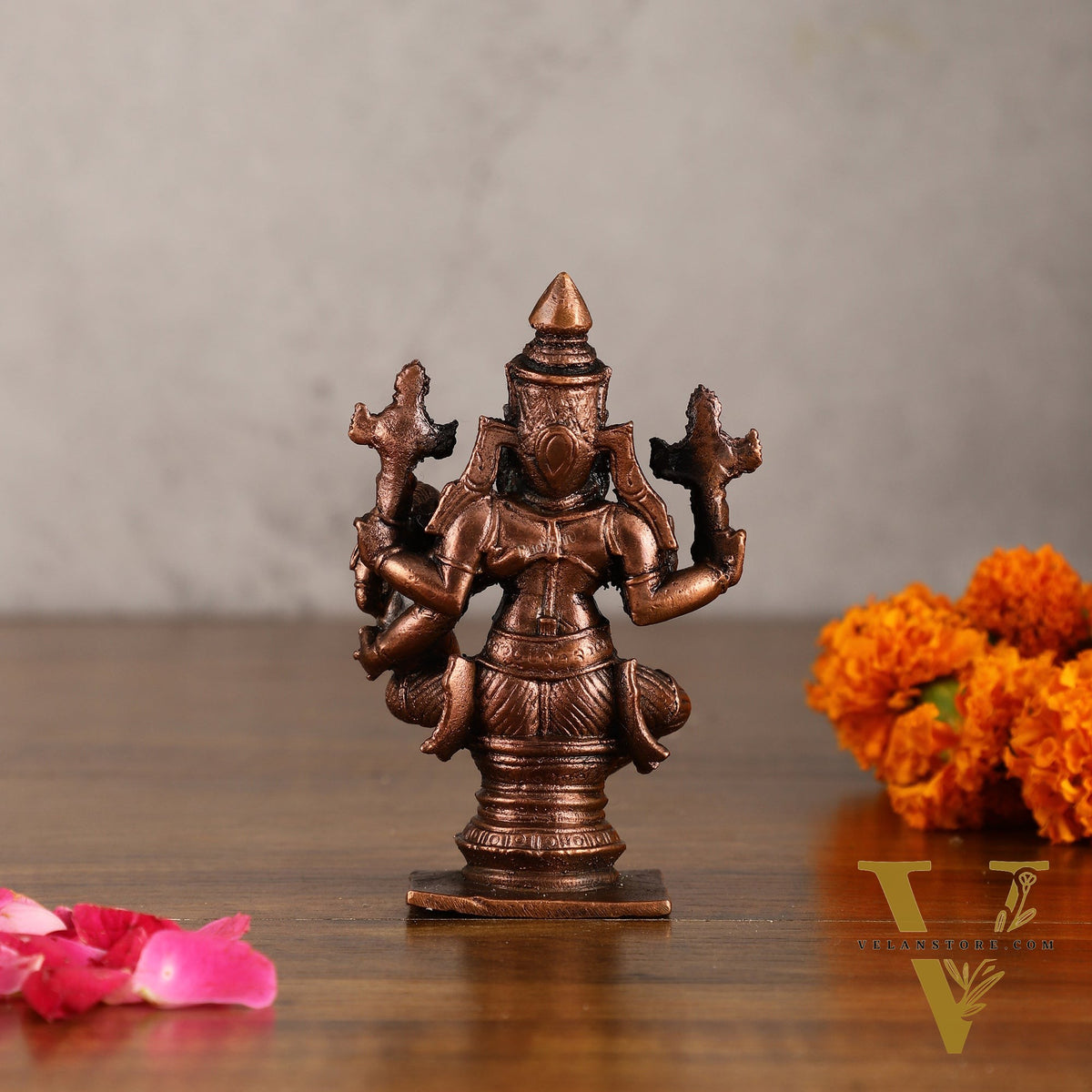 Pure Copper Narsimha Lakshmi Idol - 4 Inches