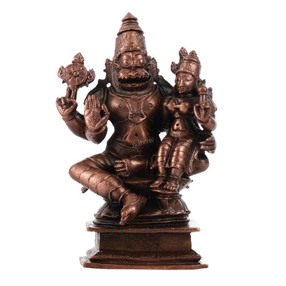 Pure Copper Narsimha Lakshmi Idol - 4.5 inch | BudhShiv Brass Handicrafts