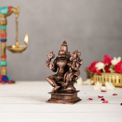 Pure Copper Narsimha Lakshmi Idol - 4.5 inch | BudhShiv Brass Handicrafts