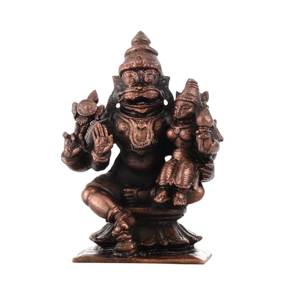 Pure Copper Narsimha Lakshmi Idol | Height 3 inch | BudhShiv Brass Handicrafts