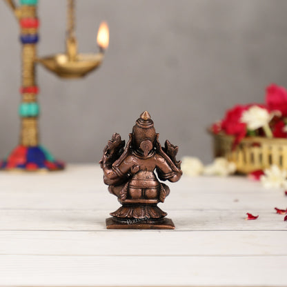 Pure Copper Narsimha Lakshmi Idol | Height 3 inch | BudhShiv Brass Handicrafts