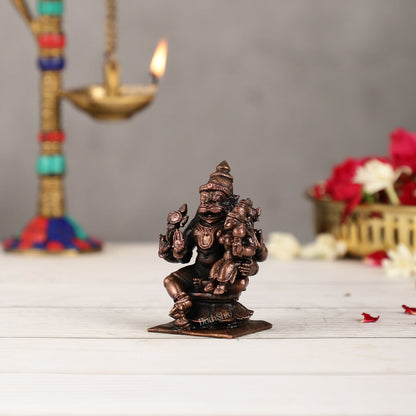 Pure Copper Narsimha Lakshmi Idol | Height 3 inch | BudhShiv Brass Handicrafts