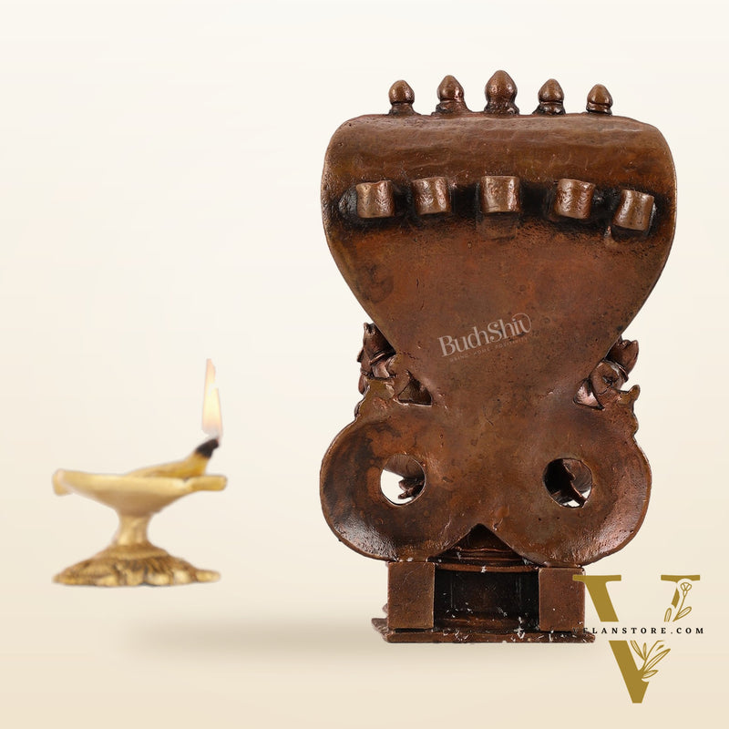 Pure Copper Narsimha Lakshmi with Sheshanaag Idol - 6 Inch