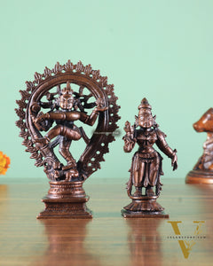 Pure Copper Nataraja shiva with parvati shivagmi idol - 4.5"