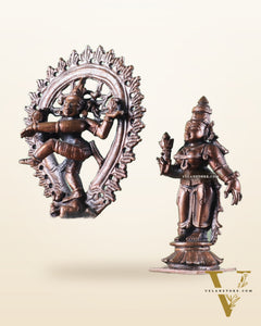 Pure Copper Nataraja shiva with parvati shivagmi idol - 4.5"