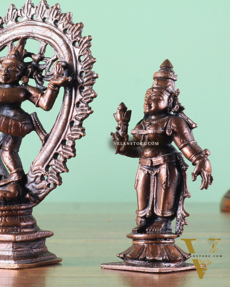 Pure Copper Nataraja shiva with parvati shivagmi idol - 4.5"