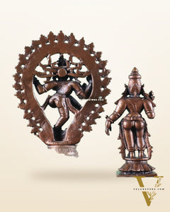 Pure Copper Nataraja shiva with parvati shivagmi idol - 4.5"