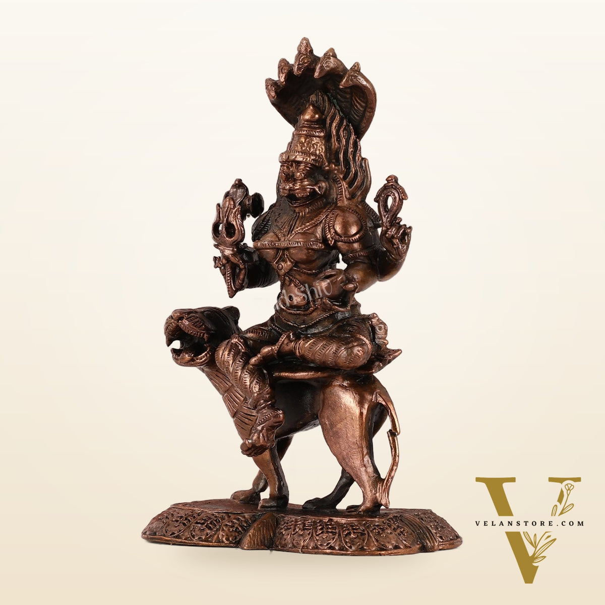 Pure Copper Pratyangira Devi Idol - 5.5 Inch