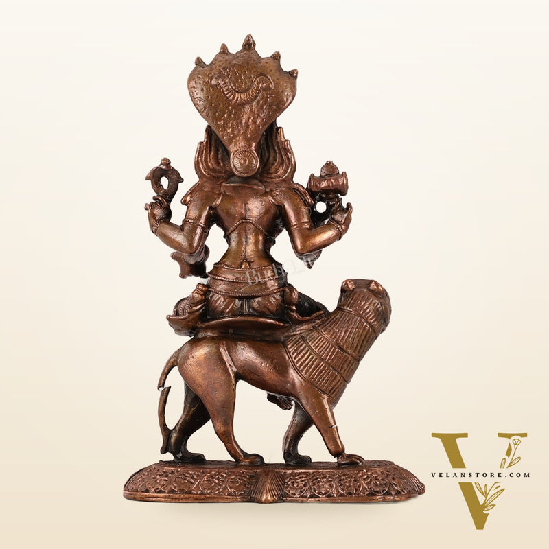 Pure Copper Pratyangira Devi Idol - 5.5 Inch