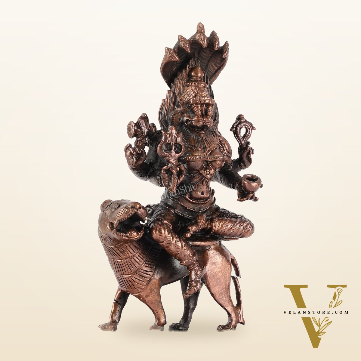 Pure Copper Pratyangira Devi Idol - 5.5 Inch