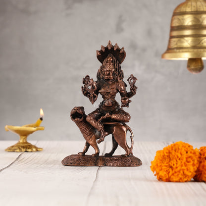 Pure Copper Pratyangira Devi Idol - 5.5 Inch