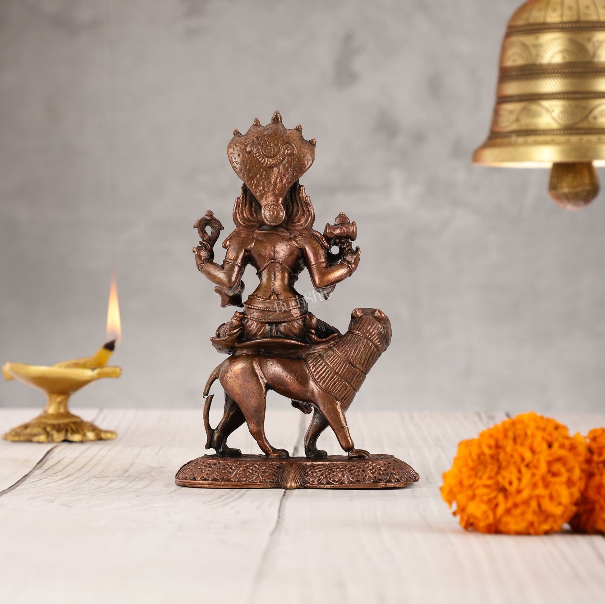 Pure Copper Pratyangira Devi Idol - 5.5 Inch