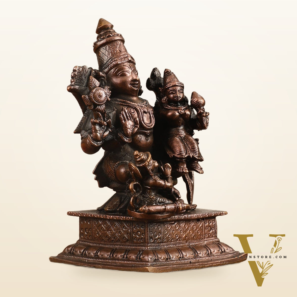 Pure Copper Ramar Sita Hanuman Idol - 3.5 in Height