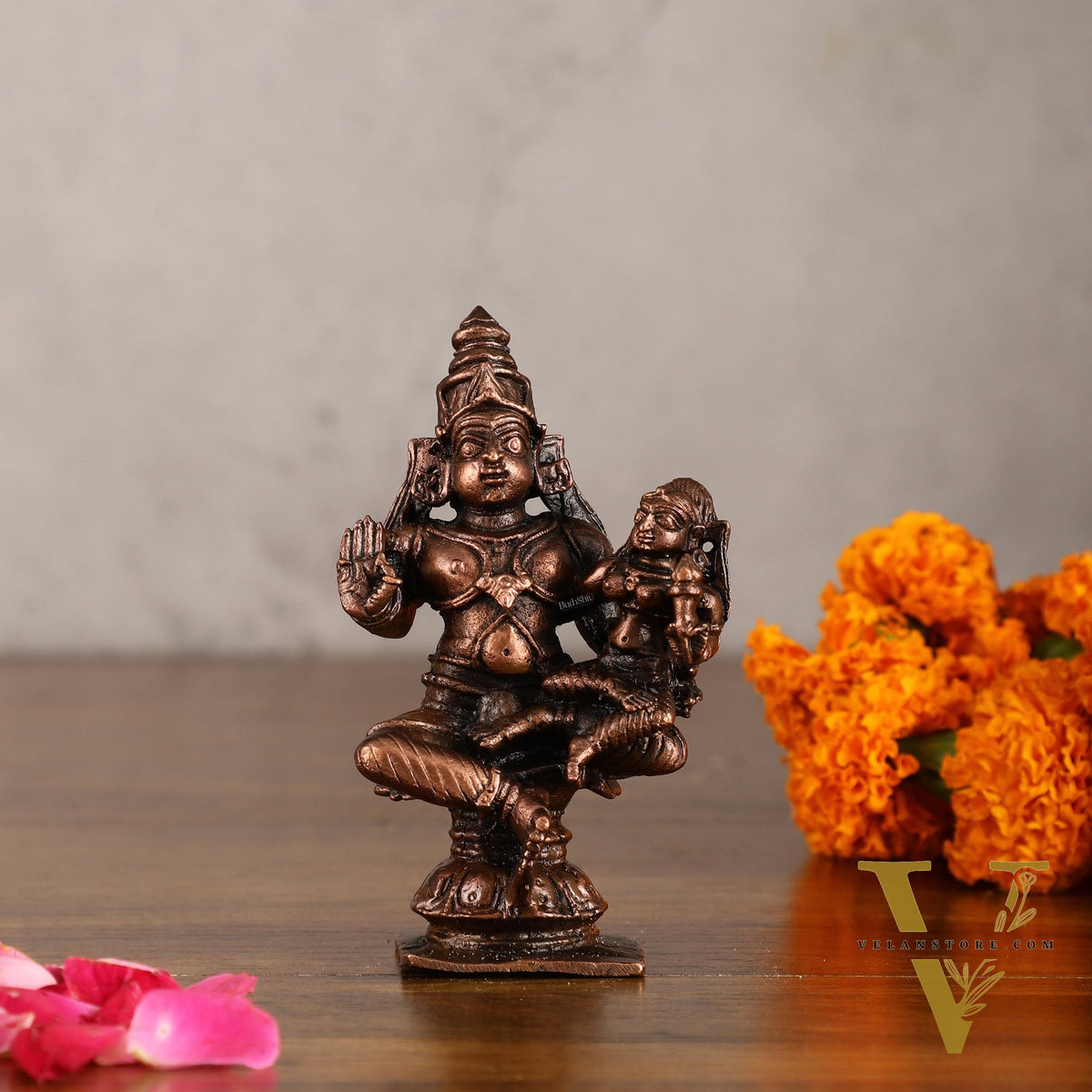 Pure Copper Relaxed Sita Ram Idol - 4 Inches