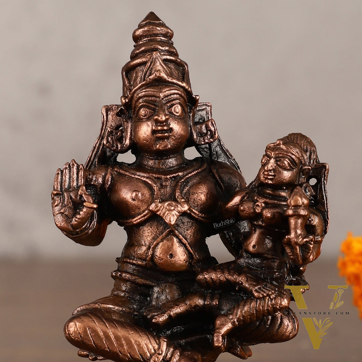 Pure Copper Relaxed Sita Ram Idol - 4 Inches