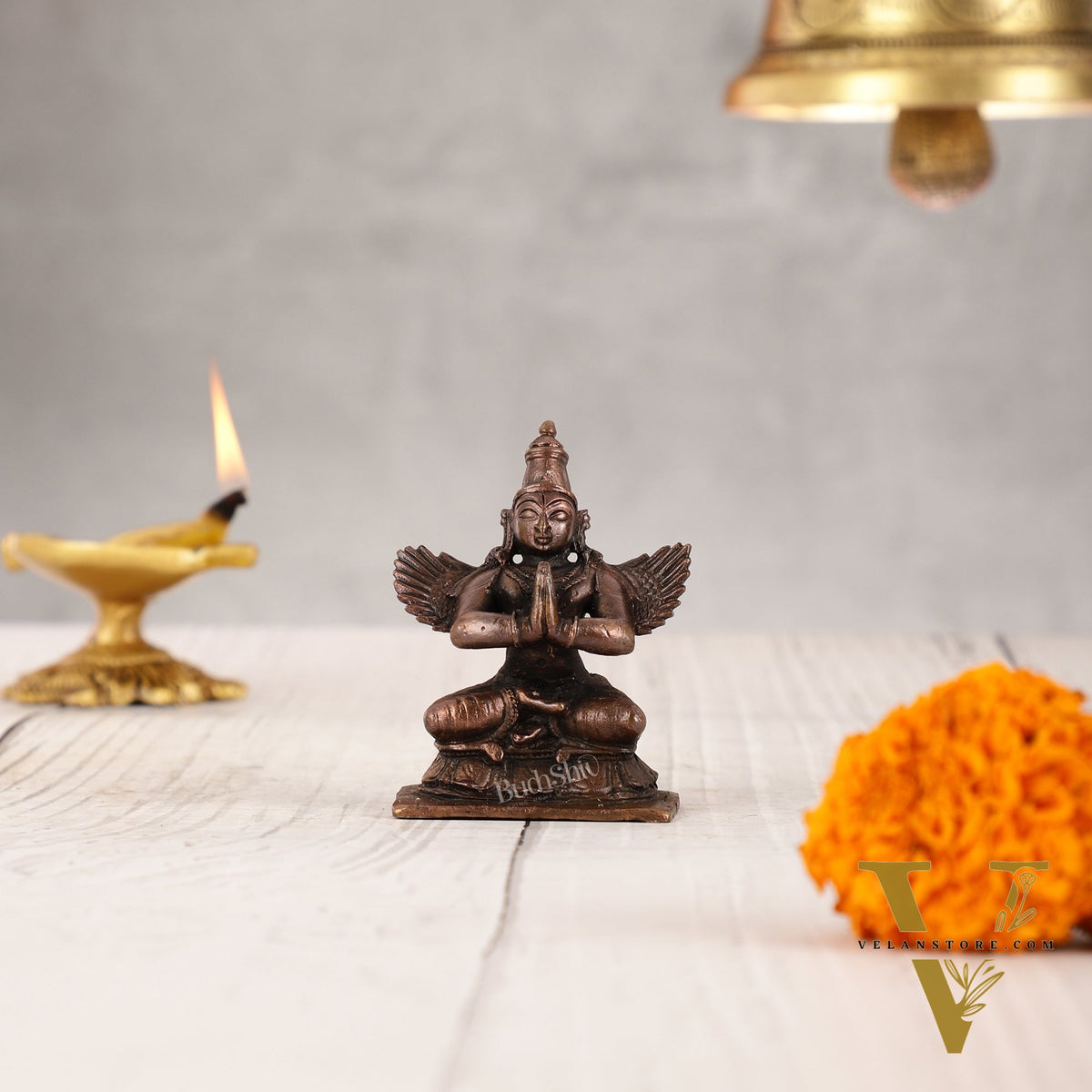 Pure Copper Seated Garuda Idol - 2.5 Inch