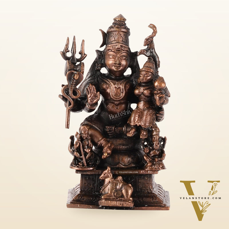 Pure Copper Shiv Parivar Vigraha Idol - 4"