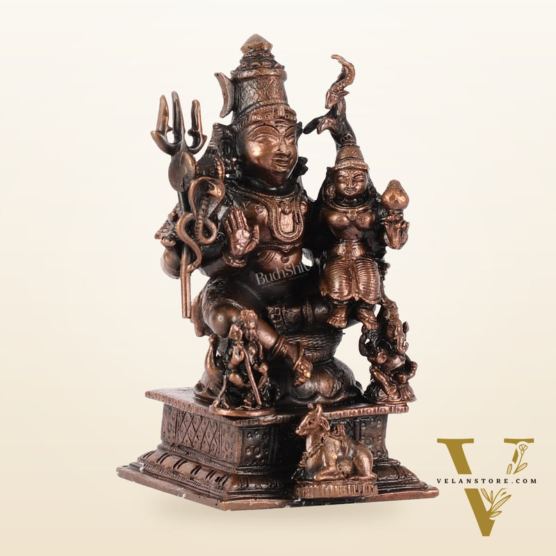 Pure Copper Shiv Parivar Vigraha Idol - 4"
