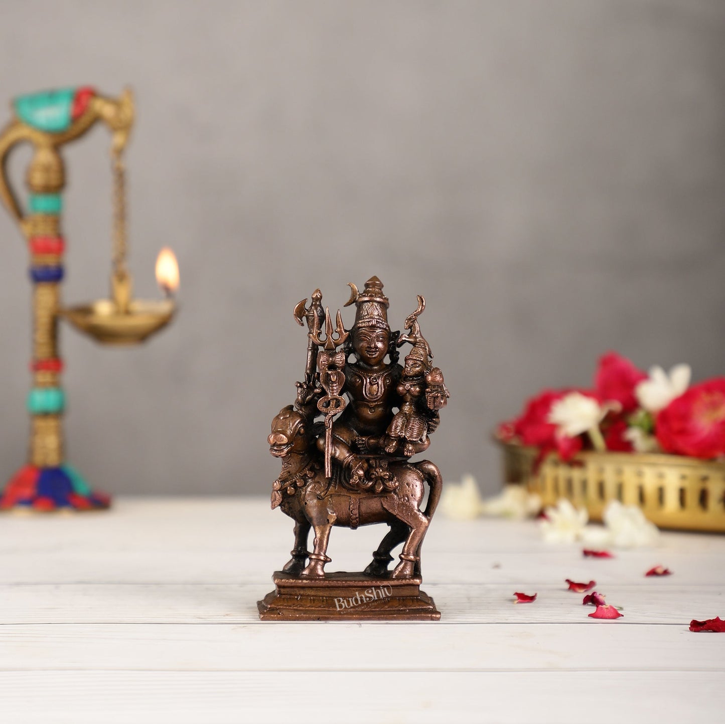 Pure Copper Shiva Parvati on Nandi Pradosh Idol | BudhShiv Brass Handicrafts