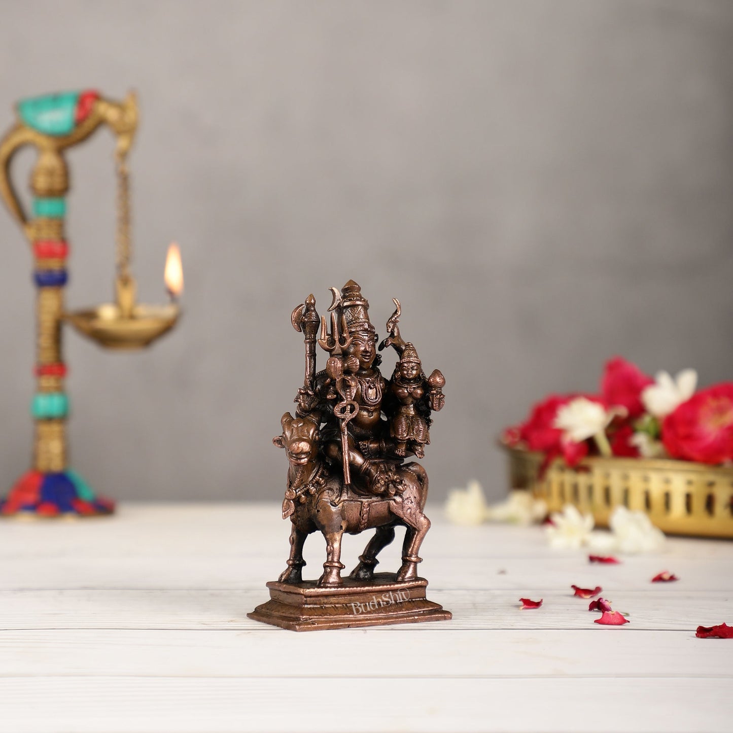 Pure Copper Shiva Parvati on Nandi Pradosh Idol | BudhShiv Brass Handicrafts