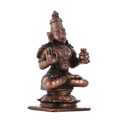 Pure Copper Sitting Dhanvantari Idol | Height 3.5 inch | BudhShiv Brass Handicrafts